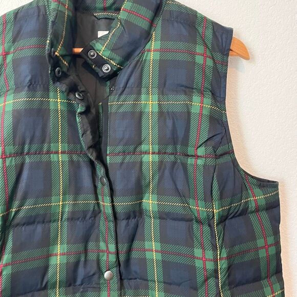 J. Jill Blue Green Plaid Snap Button Down Puffer Vest Women's Size Large Tall - Picture 3 of 6